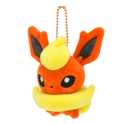 Flareon Pokemon Dolls Fluffy Mascot Plush Keychain