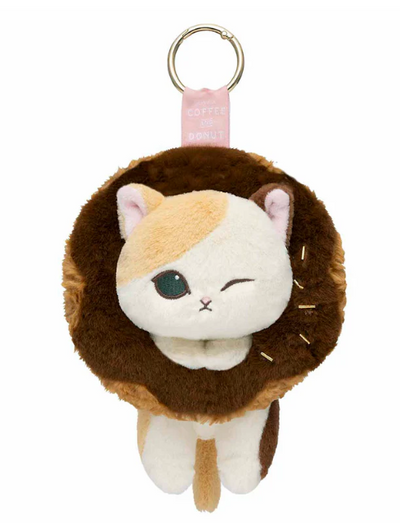 Mofusand COFFEE AND DONUTS Milk Chocolate Donut Cat Key Ring Mascot Plush