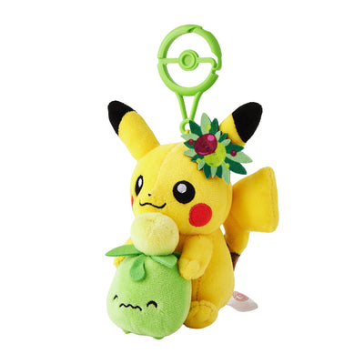 Pikachu & Smoliv Pokemon Center Kagawa Mascot Plush with Carabiner