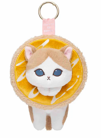 Mofusand COFFEE AND DONUTS Orange Cream Donut Cat Key Ring Mascot Plush