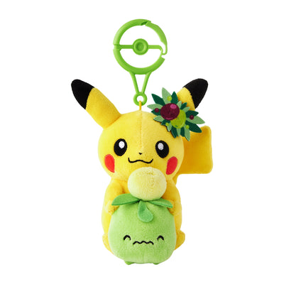 Pikachu & Smoliv Pokemon Center Kagawa Mascot Plush with Carabiner