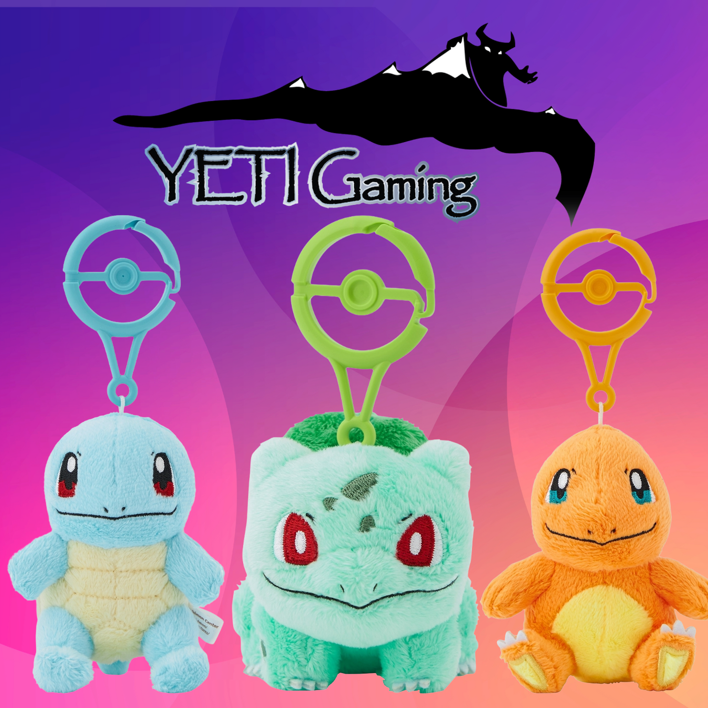 Bulbasaur, Charmander, Squirtle Carabiner Bundle