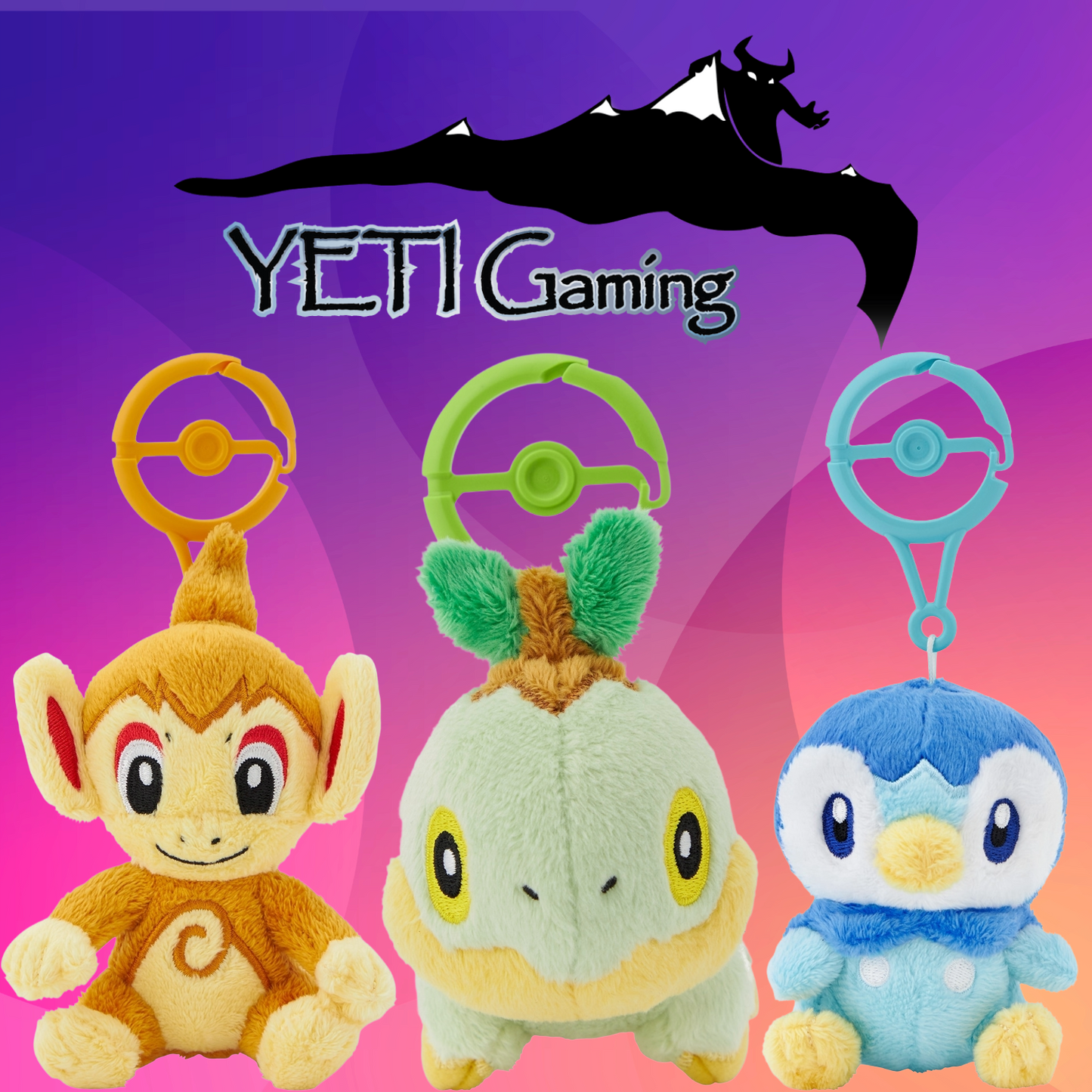 Turtwig, Chimchar, Piplup Carabiner Bundle