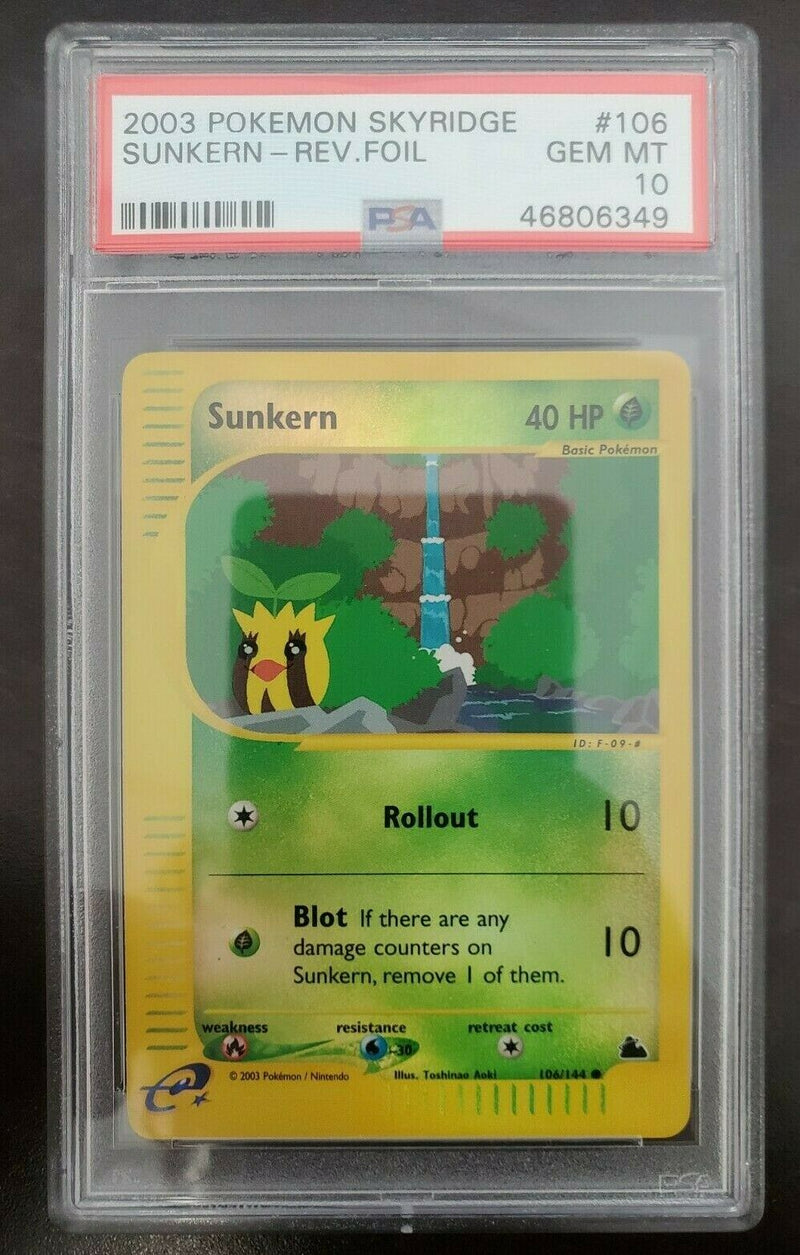 Pokemon PSA 10 GEM MINT Sunkern 106/144 Skyridge Reverse Holo Foil 2003 Pop. 16